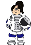 Sally in her spacesuit